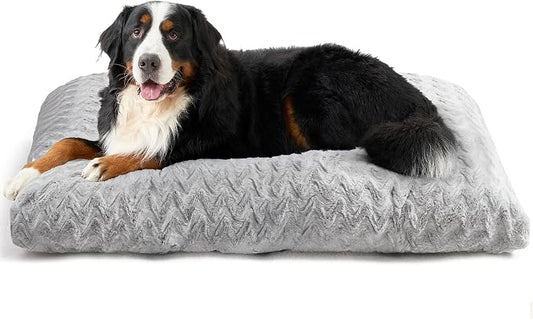 EHEYCIGA XXL Washable Dog Bed for Crate 47x29 Inch, Kennel Pad for Extra Large Dogs Up to 100 lbs, Plush and Comfy Pet Sleeping Mat, Grey by EHEYCIGA