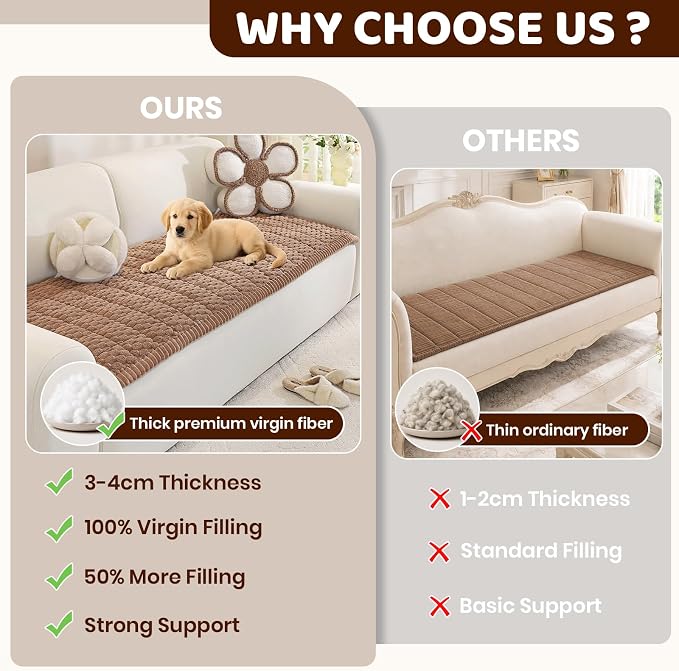Royhom Couch Cover for Dogs Washable，Non Slip Sofa Protector for Pets | Durable & Easy Care, Soft Furniture Cover for Leather & Fabric Couches Against Claws, Spills & Fur, 20x24 Inch, Brown - Image 10