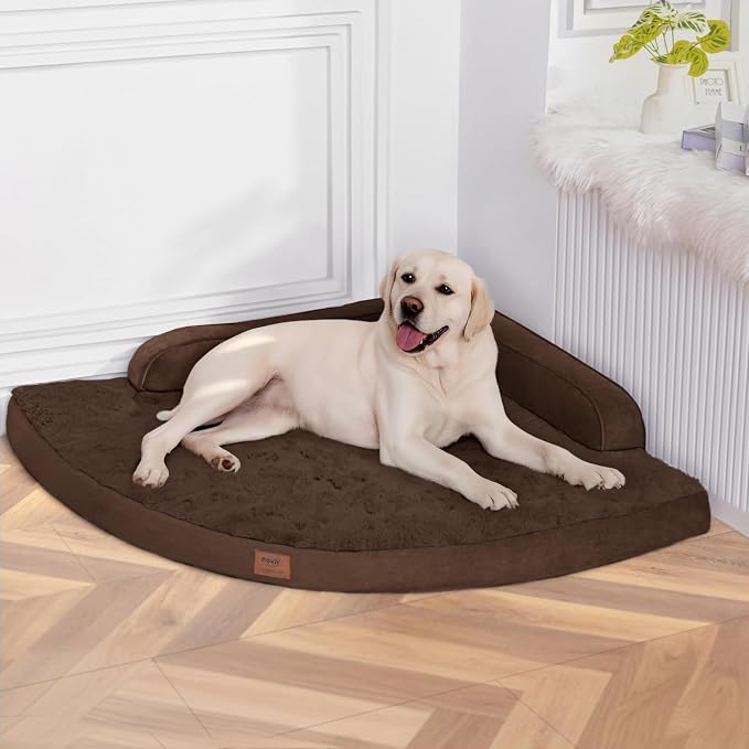 MEKIY Jumbo Orthopedic Waterproof Dog Bed with Sides for Extra Large Dogs | Egg Crate Foam, Waterproof Liner, Anti-Slip Bottom, Space-Saving, Perfect for Corners and Sofa Edges, 42 x 42 Inch by Mekiy