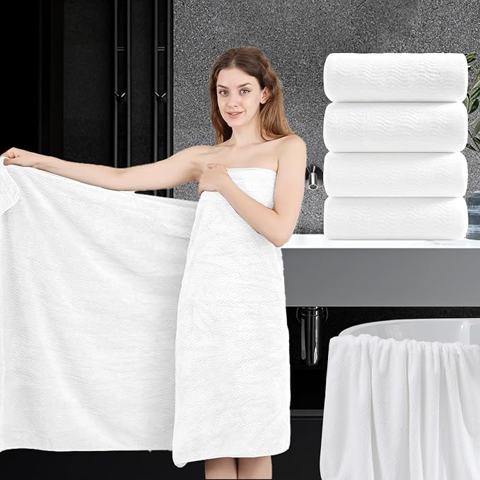 4 Piece Extra Large Bath Towel 35"x70" Oversized Bath Sheet White Bath Towel Set for Bathroom Ultra Soft Cozy Highly Absorbent Quick Dry Bathroom Towel for Spa Gym Hotel,Shower Towel for Daily Use by JessyHome