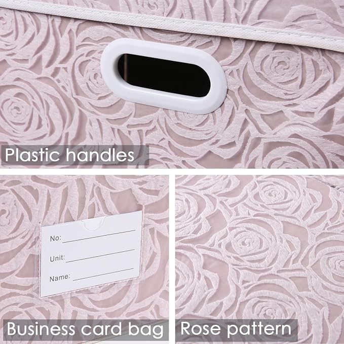 PRANDOM Jumbo Collapsible Storage Cubes with Lids Fabric Decorative Storage Bins Boxes Organizer Baskets with Cover Handles for Bedroom Closet Living Room 23.2x15.7x11.8 Inch 3 Pack - Image 4