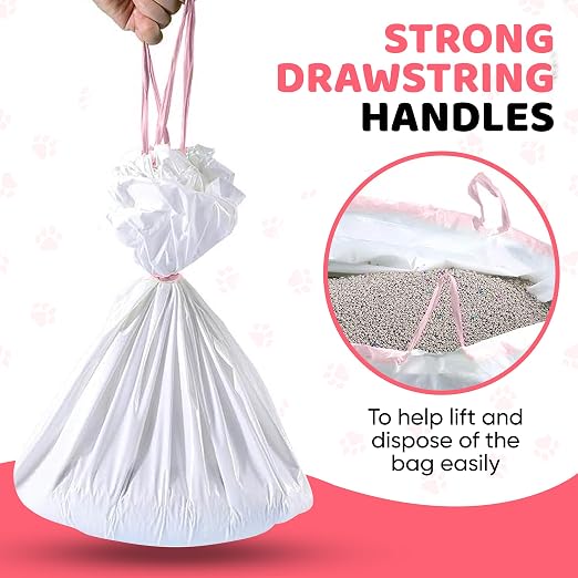 40 Ct Cat Litter Box Liners 4 Pack Drawstring Heavy Duty Jumbo | large size, leak proof, kitty litty, kitten tray liner, rabbit clean up, pet liner bags, cat bags, hamster cage liner - Image 6