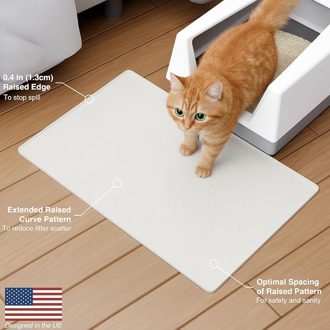 Cat Litter Box Mat - L Large Size 34 x 22 in, Water Proof, Kitty Litter Trapping Mat, Easy to Clean, Scatter Control, Odorless, Pet Supplies for Indoor Cats, Beige Gray - Image 8