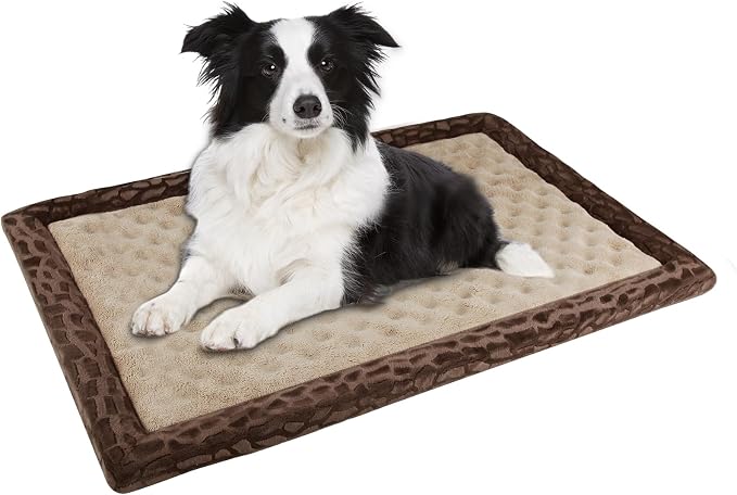 Large Dog Crate Pad 36 inch Memory Foam Dog Kennel Bed Soft Flannel Washable Anti Slip Puppy Sleeping Mat,Brown by PAGGEDHOME
