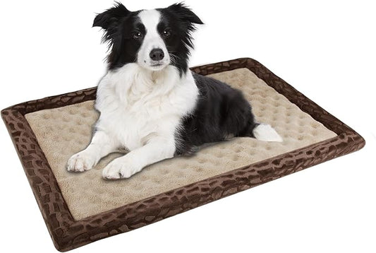 Large Dog Crate Pad 36 inch Memory Foam Dog Kennel Bed Soft Flannel Washable Anti Slip Puppy Sleeping Mat,Brown by PAGGEDHOME