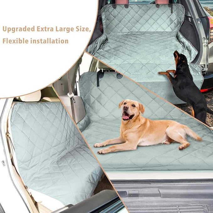 F-color SUV Cargo Liner for Dogs - Heavy Duty Cargo Cover for Mid-Size SUVs | Water Resistant, Bumper Flap, Non-Slip Mat, Car Trunk Dog Car Seat Cover Prevents Scratches Pet Hair Mud Dirt for Sedans Vans - Image 6