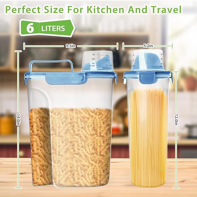 Viretec Rice Storage Container, 5 to 10lb Dry Food Airtight Dispenser, Pet Dog Cat Food Canister, BPA Free Clear Plastic Kitchen and Pantry Organization Bin for Oatmeal, Grain, Cereal, Pasta, Flour - Image 2