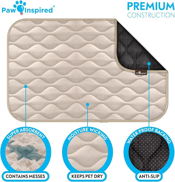 Paw Inspired Washable Padded Crate Mats for Dogs, Beige, 41x28 Inch | Fits 42-inch Kennels, Leakproof, Waterproof Bottom, Plush Dog Pad, Pet Bed - Image 5