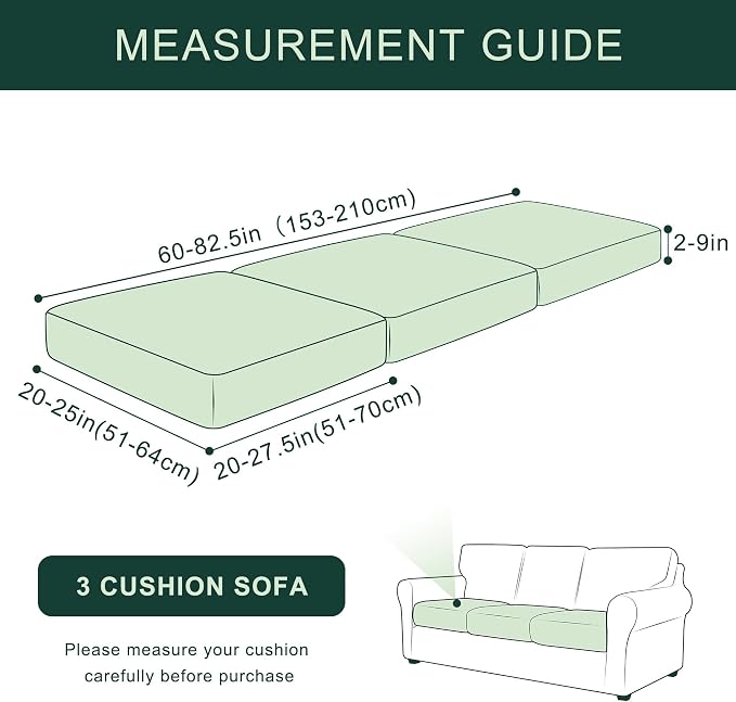 CHUN YI 3Piece Stretch Couch Cushion Covers, Sofa Seat Slipcovers for Pets, Suitable for Armchair Loveseat Sofa with Spandex Jacquard Washable Fabric(3Piece,Black) - Image 3