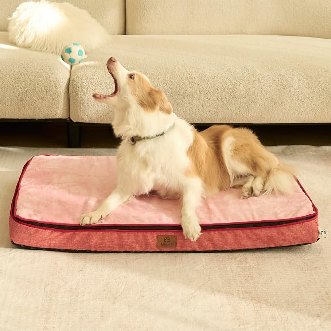 LIORCE Memory Foam XL Dog Bed - 4” Thick Orthopedic Beds for Extra Large Dogs - Waterproof Dog Bed with Removable Washable Cover & Wrap-Around Zipper - Ultimate Comfort and Easy Maintenance, Pink - Image 6