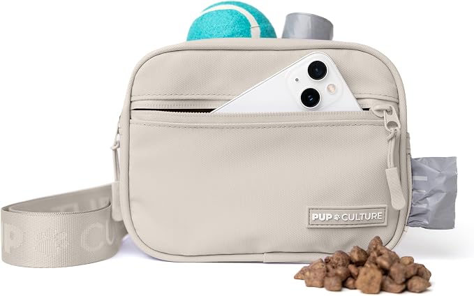 Pup Culture Dog Treat Pouch with Poop Bag Dispenser and Removable Treat Pouch | Cross Body Dog Walking Bag | The Perfect Puppy Training Tool and Even Better Gift by PupCulture