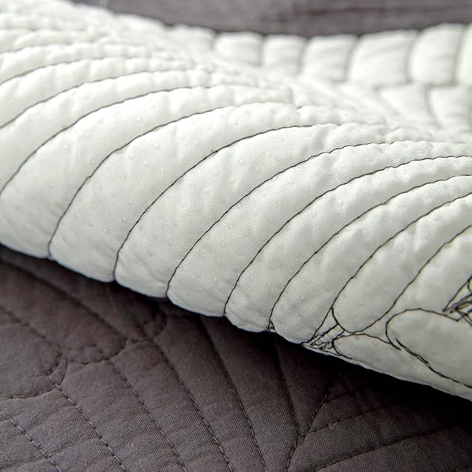Solid Color Leaf Cotton Quilted Sofa Covers Anti-Slip Soft Sectional Couch Cover Washable Sofa Slipcover for Dogs Cats Pet (Dark Grey,36''x82'') - Image 6