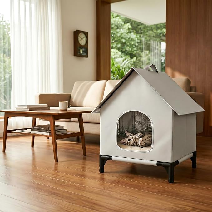 Large Cat House for Outside&Indoor,Easy to Put Together, Selfwarming Cat Shelter for Winter,Insulated and Weatherproof,Large Cave Bed for Garden(18 x 18 x 24 inch,L,Normal) - Image 7