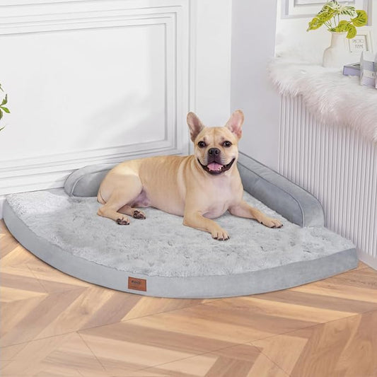 MEKIY Orthopedic Waterproof Dog Bed with Sides for Large Sizes Dogs | Egg Crate Foam, Waterproof Liner, Anti-Slip Bottom, Space-Saving, Perfect for Corners and Sofa Edges, 38 x 38 Inch by Mekiy