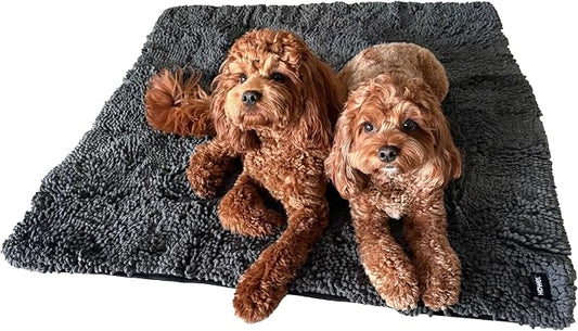 Throw Down Towel for Drying Dogs, 43" x 35", Ultra Absorbent Microfiber, Quick-Drying, Double-Sided Suede Chenille, Machine Washable, Soaks Over 2L, Grey Dog Bath Mat Towel by Howel