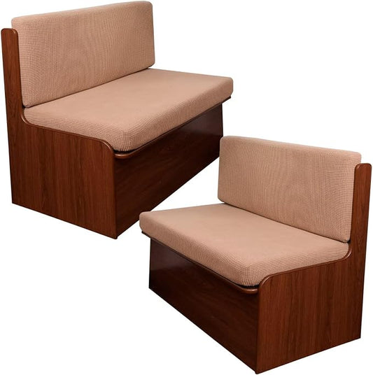 NILUOH RV Dinette Cushion Covers,Jacquard Camper Cushion Slipcovers Replacement Sofa Cushions Washable Loveseat Slipcovers for Travel Trailer Couch (2 Bench Cover & 2 Backrest Cover, Camel) by NILUOH