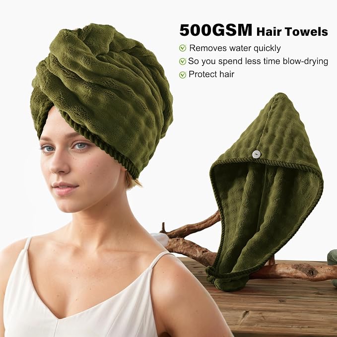 COZYART Lint Free 8 Pcs Bathroom Towels Set Ultra Soft Microfiber Fluffy | Thick, Highly Absorbent, Fast Dry, No Shedding, No Pilling, Fade Resistant, Durable, Long-lasting Olive Green - Image 2