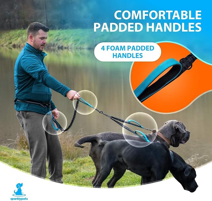SparklyPets - Hands Free Dog Leash with Reflective Stitches - Waist Leash for Medium & Large Dogs Walking, Hiking, Training, Jogging, Canicross, Running - Image 4