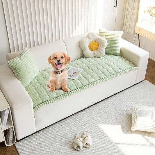 VClife Dog Sofa Cover Non Slip Sofa Cover Washable, Sage Green, 27.6 X 82.7 | Soft Fuzzy Couch Cover for 3 Cushion Couch Sofa Pet Friendly, Scratch Resistant Thick Furniture Protector for Sectional Sofa by VCLIFE