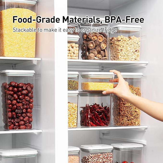 Pop Food Storage Containers Set, 6Pcs Airtight Containers with Lids for Kitchen Pantry Organizers and Storage,One Button Opening BPA-Free Food Containers for Cereal Flour Sugar(0.6, 1.3, 1.9Qt)*2 - Image 4