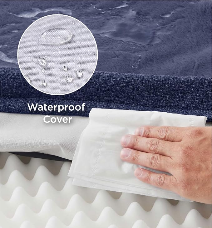 Made4pet Dog Bed Orthopedic Dog Sofa for Extra Large Dogs, Supportive Foam Pet Cushions Bed with Washable Removable Cover, Egg-Crate Foam, Waterproof Lining Bottom, Blue, 48 * 35 * 8 Inch - Image 5