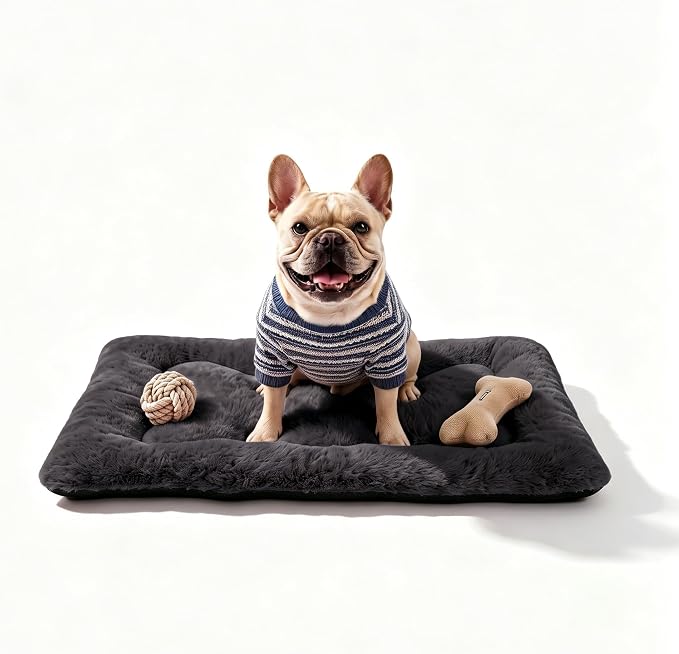 Dog Bed 30" for Metal Crate Pad, Washable Kennel Mat for Medium Dogs & Pets | Soft faux rabbit fur, non-slip,machine wash/dry, plush cushioning, for crates, floors & travel, multiple sizes for all breeds by Poimerk