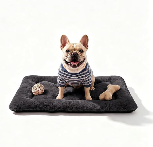 Dog Bed 30" for Metal Crate Pad, Washable Kennel Mat for Medium Dogs & Pets | Soft faux rabbit fur, non-slip,machine wash/dry, plush cushioning, for crates, floors & travel, multiple sizes for all breeds by Poimerk