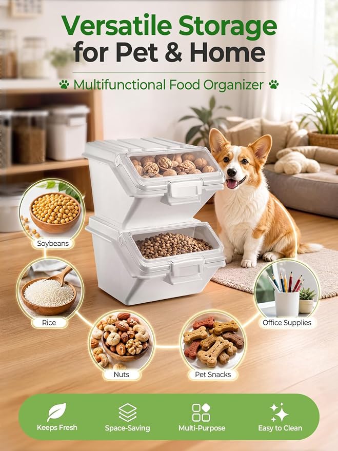 FOHERE 3 Pack Dog Food Storage Container, 40 Lbs Dog Food Bin with Scoop, Moisture Proof Dry Dog Food Container for Cat Treats, Rice, Flour & Baking Supplies, BPA Free - Image 3