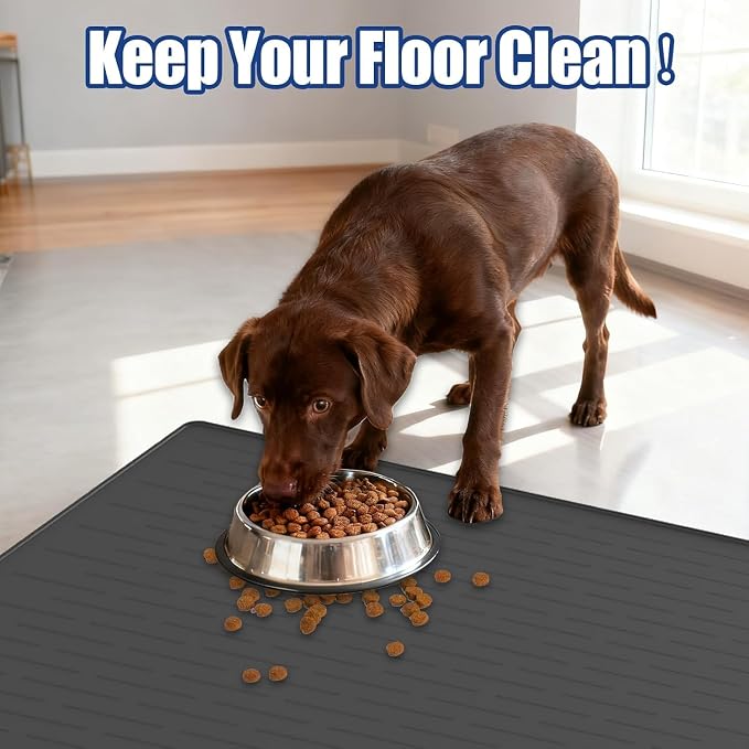 XXXXL Largest Pet Food Mat, 51.2"x25.6"(130cmx65cm) Silicone Dog Mats for Food and Water, Nonslip Pet Feeding Mats for Floors,Dog Cat Bowl Mat with Raised Edges, Lake Blue - Image 5