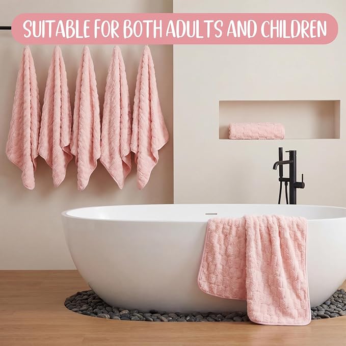 SmoothNovelty 8 Pack Microfiber Bath Towels Bulk 27'' x 60'' Oversized Bath Towel Highly Absorbent Extra Large Shower Sheets Soft Drying for Beach Pool Bathroom Salon Party(Pink) - Image 6