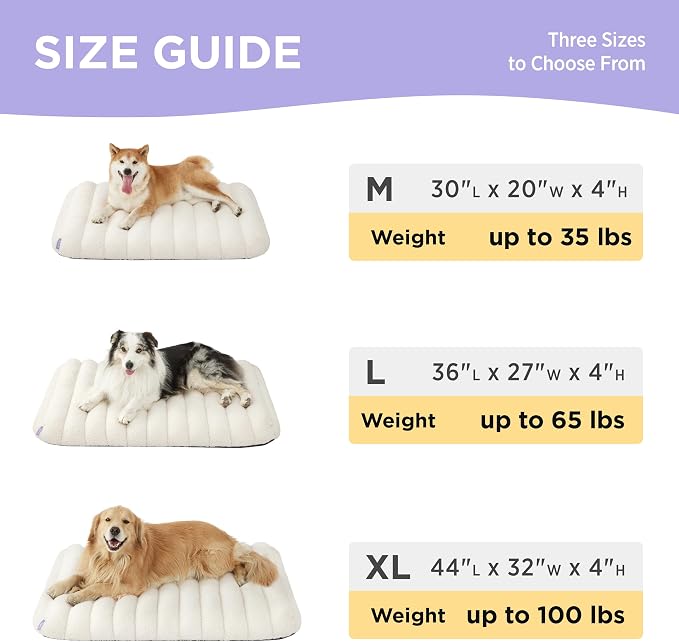 LE SURE Cute Orthopedic Dog Bed Large Sized Dog, Waterproof Chic Flat Pet Beds with Removable Washable Cover, Fuzzy Thick Egg Crate Foam Pet Mat for Indoor Use (36" x 27", Cream) - Image 4