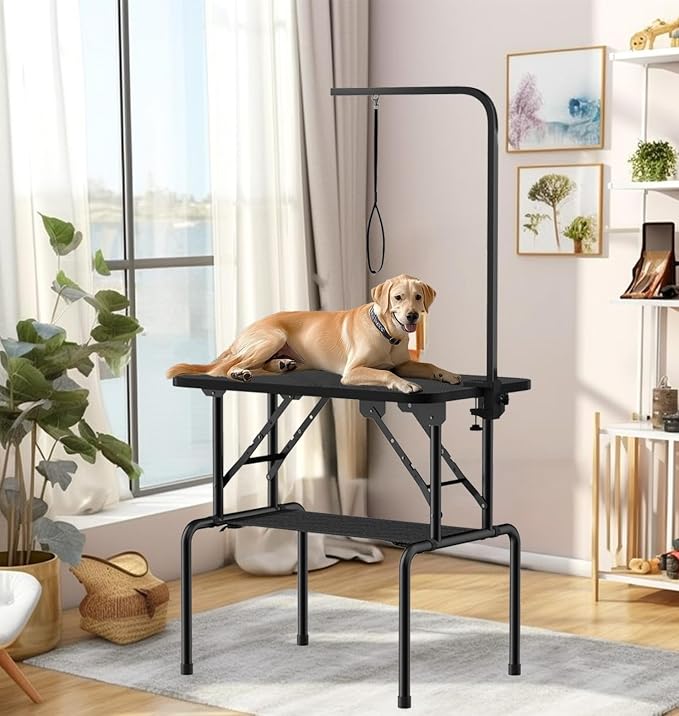 32 Inch Foldable Dog Grooming Table with Adjustable Arm, Nooses & Storage Basket - Non-Slip Pet Grooming Station for Dogs & Cats - Supports Up to 300 lbs (32 inches) - Image 5