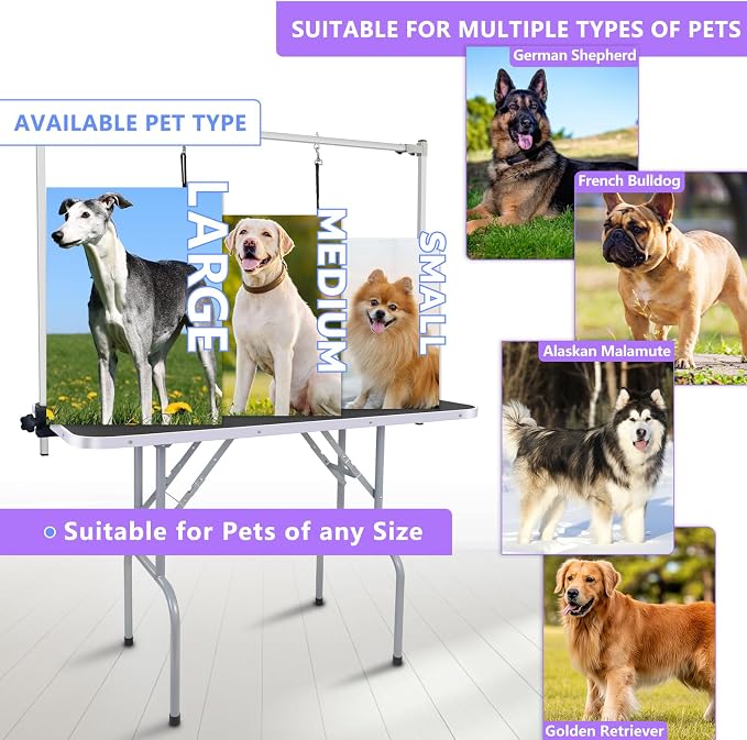 LEIBOU 45'' Professional Foldable Heavy Duty Dog Pet Grooming Table with H-Shape Arm & Noose, Maximum Capacity Up to 260lbs, Black - Image 5