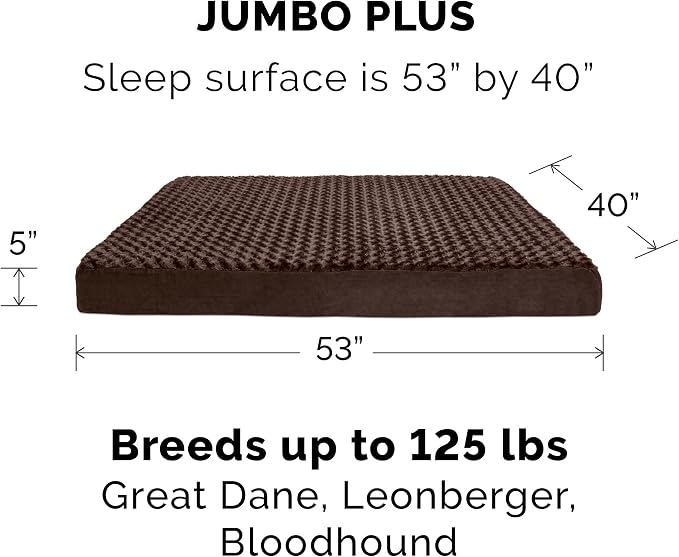 Furhaven Orthopedic Dog Bed for Large Dogs w/ Removable Washable Cover, For Dogs Up to 125 lbs - Ultra Plush Faux Fur & Suede Mattress - Chocolate, Jumbo Plus/XXL - Image 2