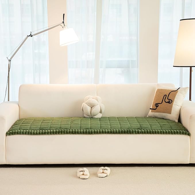 Christmas Faux Fur Plush Dog Couch Cover, 3D Stripe Fuzzy Sofa Covers, Non-Slip Fluffy Dog Bed Cover Pet Blanket, Washable Furniture Protector for Puppy Cat (Dark Green,35"x47") - Image 2