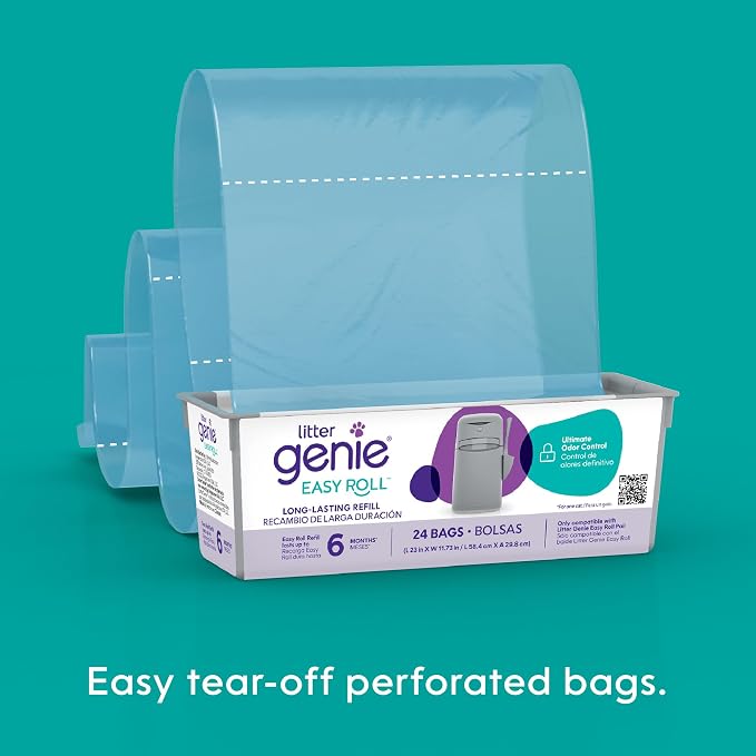 Bundle of Litter Genie Easy Roll Pail & Refill | Cat Litter Box Waste Disposal System for Odor Control with 2 Long Lasting Refills (24 Bags Each) - Image 9