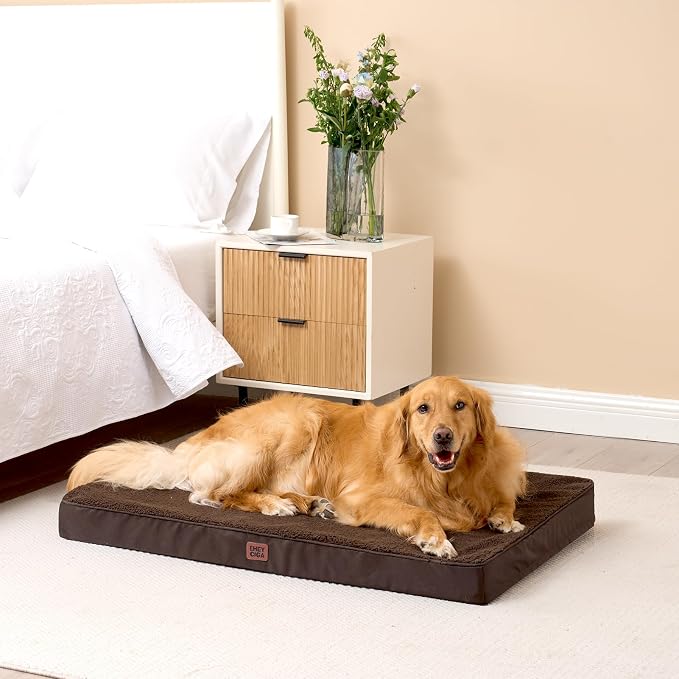 EHEYCIGA Orthopedic Dog Bed Large with Removable Washable Cover, 41IN Brown | Egg Crate Foam Support, Durable Oxford fabric, Non-Slip Bottom, Machine Washable, Soft Waterproof Plush Pet Bed Mat For Crate - Image 7