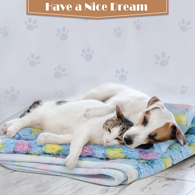 Tatuo 12 Pieces 16 x 24 Inch Dog Blanket Super Soft Warm Cat Sleep Mat Pet Kitten Doggy Fluffy Fleece Blankets with Cute Dog Paw Bone Star Elephant Patterns Printed Fluffy Blanket for Small Cat Puppy - Image 4