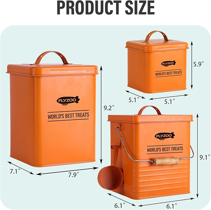Metal Dog Food Containers, Dog Treat Snack Jars with Lids and Spoon,3 Set | Pet Snack Food Storage Canister Kitchen Biscuit Holder, 9x8 & 9x6 &6x5 inch - Image 2