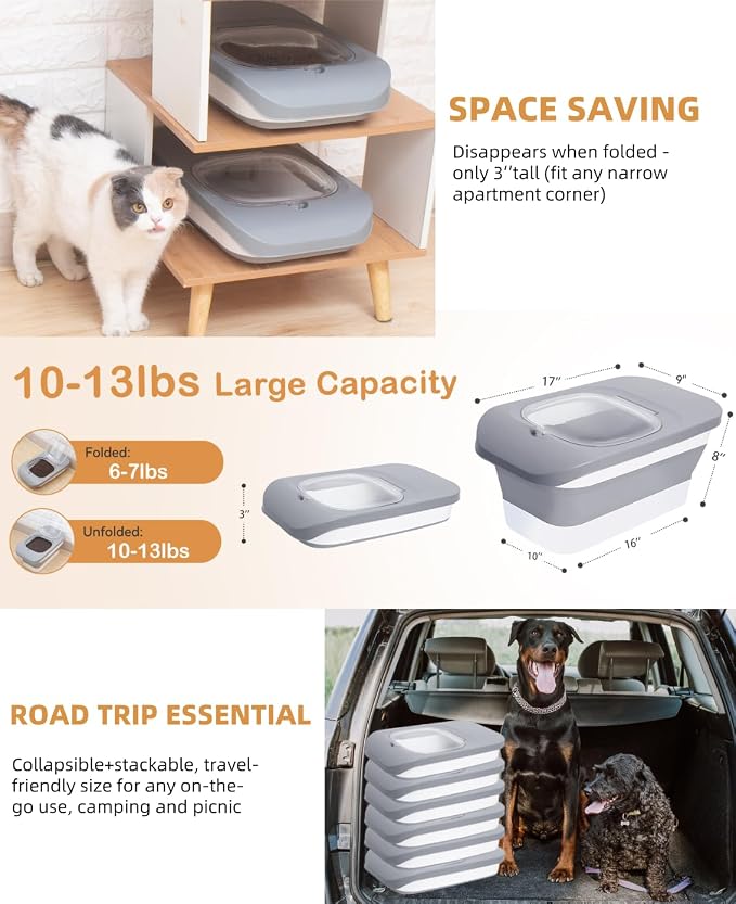 10-13 Lbs Dog Food Storage Container,Collapsible Dog Food Container | Pet Food Storage Container with Airtight Lid,Pet Food Scoop,Cat Food Storage Dry Food for Dog,Cat and Other Pets - Image 9