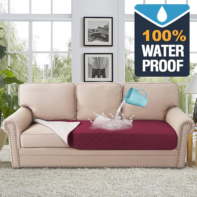 H.VERSAILTEX Couch Cover for Dogs Washable 100% Waterproof Sofa Cushion Cover Dog Bed Cover Non-Slip Pet Blanket for Sofa Cushion Protector, 35" x 74", Burgundy - Image 3