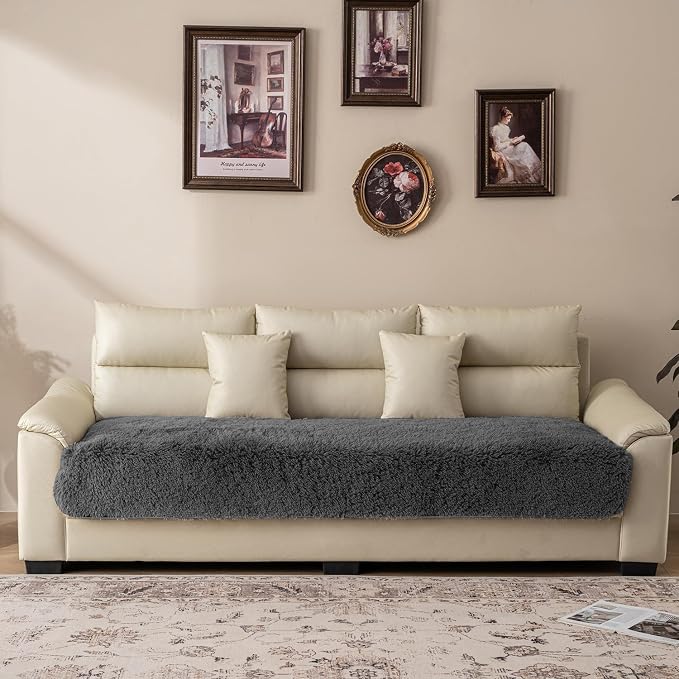 Dogs/Cats Bed Mats, Dog Pad Washable Removable Couch Cover with Anti-Slip Back, Plush Long Fur Mat, Perfect for Small, Medium and Large Dogs.(Dark Gray, 30"x53") - Image 7