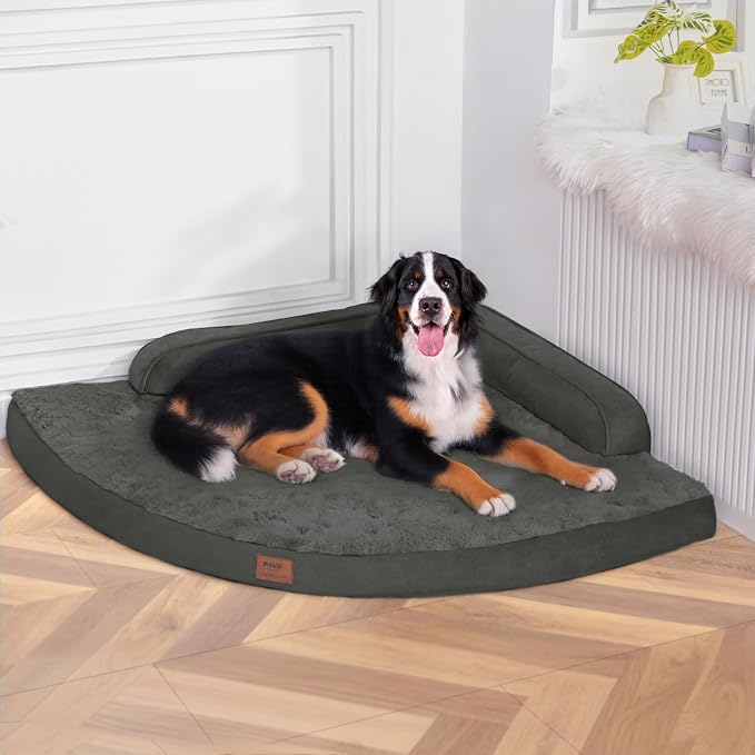 MEKIY Orthopedic Waterproof Dog Bed with Sides for Large Medium Dogs | Egg Crate Foam, Waterproof Liner, Anti-Slip Bottom, Space-Saving, Perfect for Corners and Sofa Edges, 35 x 35 Inch by Mekiy