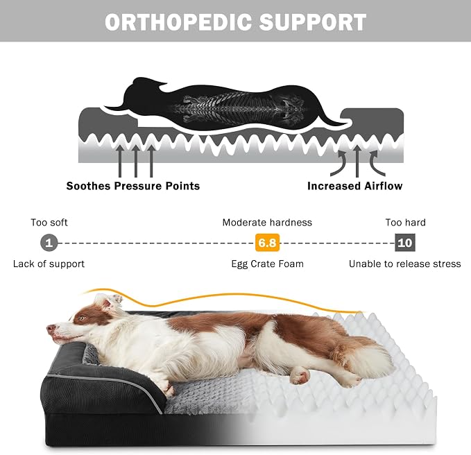 INVENHO Orthopedic Medium Dog Dogs, Egg-Crate Foam Dog Couch with Washable Removable Cover, Waterproof Lining and Nonskid Bottom - Image 2