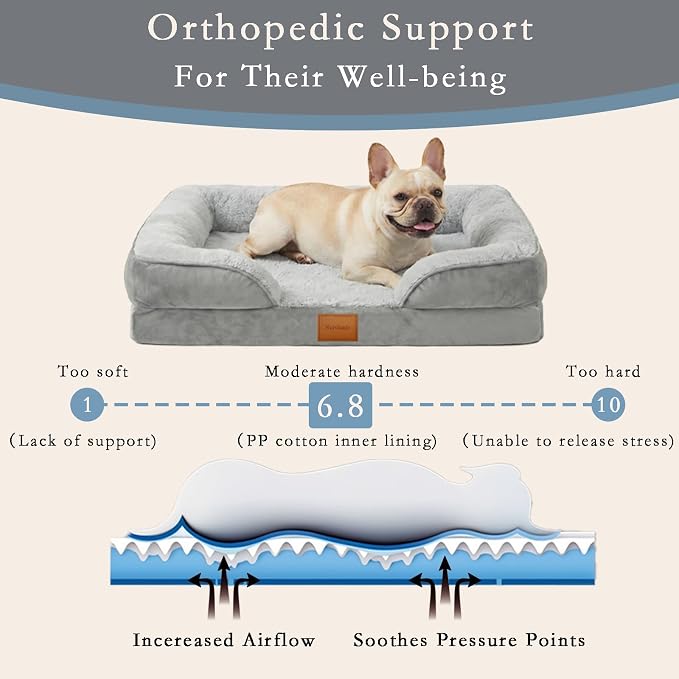 Orthopedic Dog Bed,Waterproof Memory Foam Dog Bed with Washable Removable Cover, Featuring Waterproof Lining and Non-Slip Base,Bolster Dog Couch,Suitable for Use with Dog Crate and Indoors. - Image 3