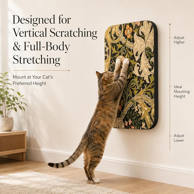 2 Pack Cat Wall Scratcher, Art Cat Scratching Board for Cats | Wall Mounted Cat Scratch Pad, Water-Based Ink, Hook&Loop Strips, Floor or Wall Use, 16.7x11x1 Inch, William Flower - Image 8