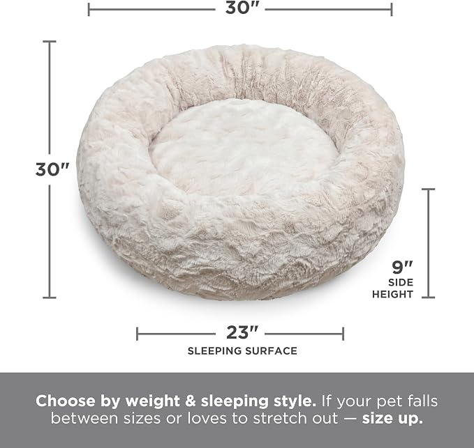 Best Friends by Sheri The Original Calming Donut Dog Bed for Medium Dogs up to 45 lbs, Lux Faux Fur, Oyster, Medium, 30" x 30" - Image 9