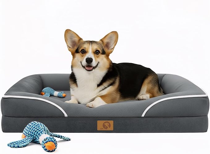 Homemate Dog Beds Large Sized Dog: 36x27 inch Orthopedic Large Dogs Bed XL Outdoor Pet Cat Bed Sofa Supplies with Toy Dogs Crate Pad Couch with Removable Washable Cover & Non-Slip Botton Dark Grey | Large Dogs Bed with Non-Slip Botton & Removable Washa... by Homemate