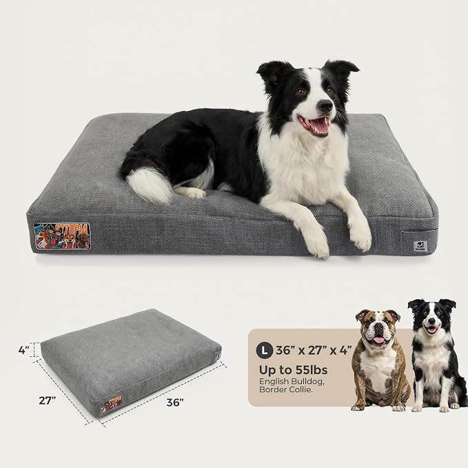 36 Inch Durable Dog Beds for Large Dogs, Proof Waterproof Pet Crate Pad with Machine Washable Removable Cover, Great for Indoor, Outdoor, Crate, Patio Use, Gray - Image 5