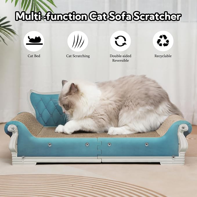 Cat Sofa Shape Scratch Pad for Large Medium Small Indoor Cats,Larger-Sized Recyclable Reversible Cardboard Cat Couch for Resting Claw Grinding and Playing - Image 3